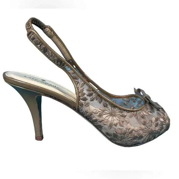 Kate Spade Blush Lace Peep-toe Slingback Heels - Picture 1 of 7